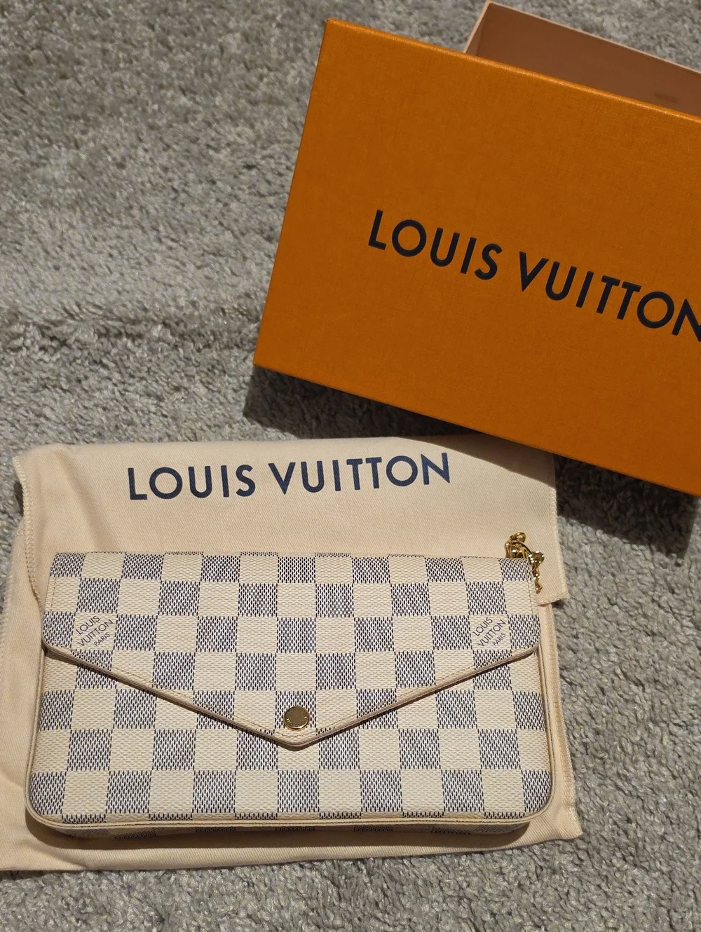 Louis Vuitton Damier Azur Envelope Clutch- Cream & Light Blue